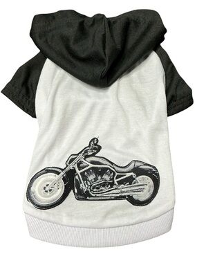 Upcycled Motorcycle Graphic Dog Hoodie Toy Breed S